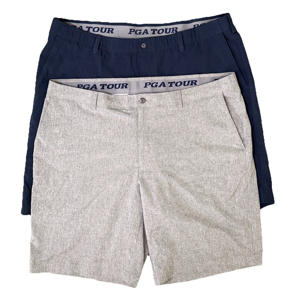 Lot Of 2 PGA TOUR Quick Dry‎ Golf Shorts Mens Size 42 Navy Gray Lightweight